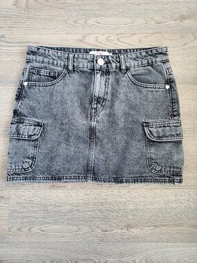 Denim cargo skirt